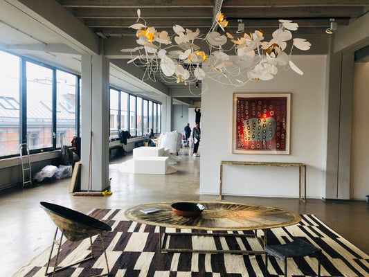 Paper water lily chandelier