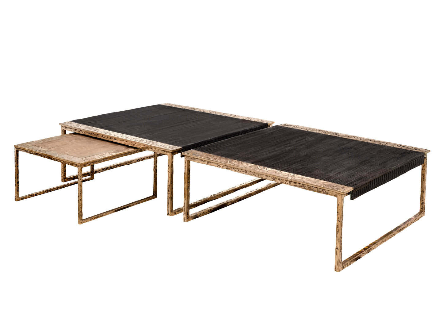 Trio square bronze tables