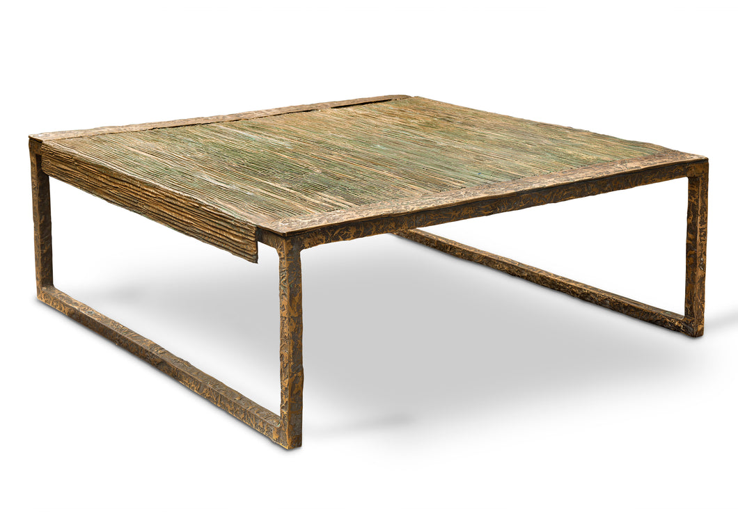 Square gold bronze table